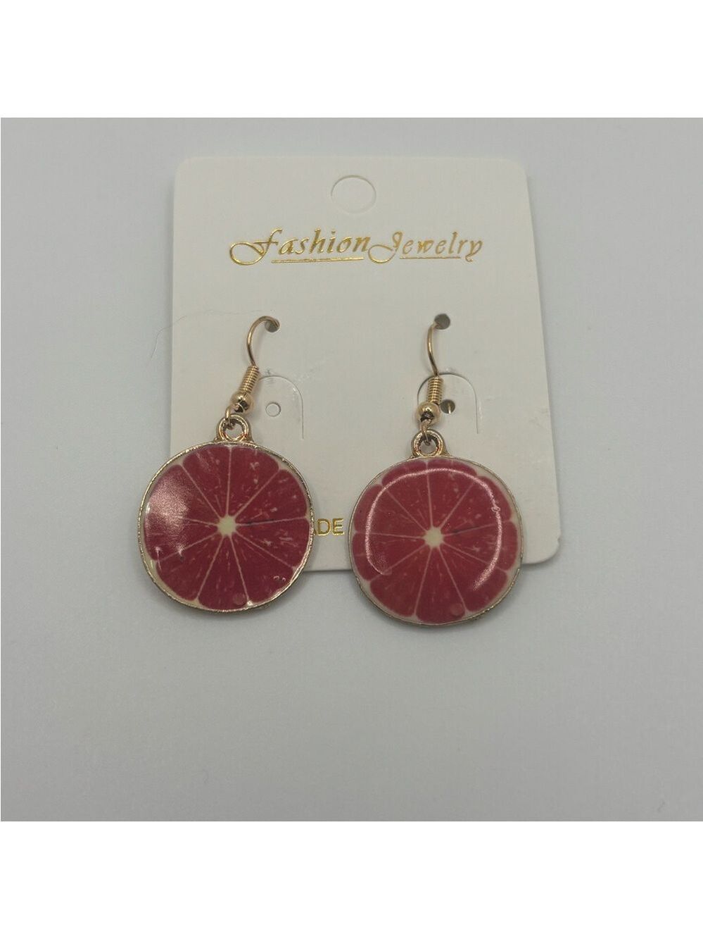 ✨5/$25✨ Fashion Jewelry Citrus Red and Gold Earrings - Picture 2 of 2